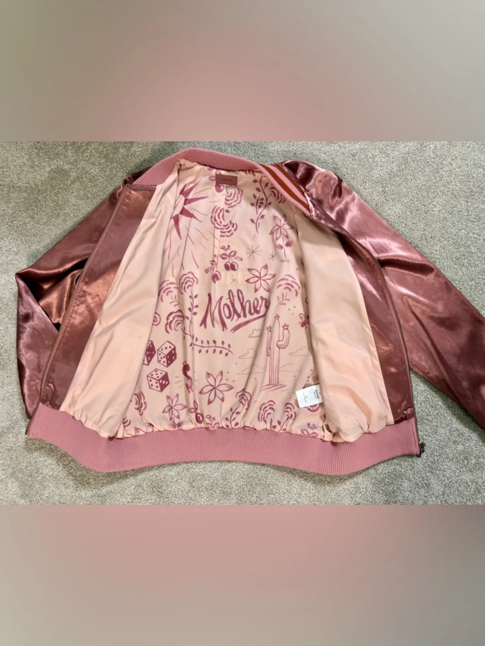 MOTHER “Sunshine City” Satin Letterman Bomber Jacket | size Small | EUC - Picture 10 of 16